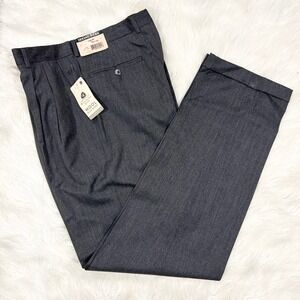 IRVINE PARK Mens Charcoal Wool Rich Blend Pleated‎ Dress Pants Size 34 XL